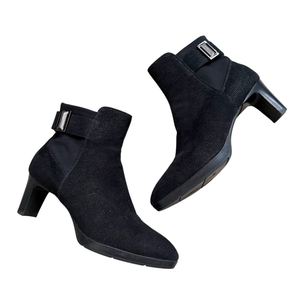 Aquatalia Russell & Bromley Black Weatherproof Textured Ankle Boots